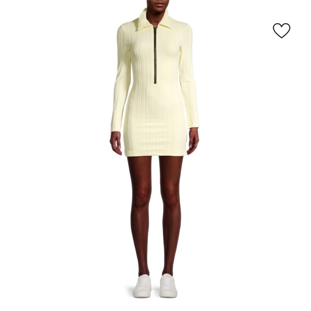 SOLID AND STRIPED Zip-Up Long-Sleeve Dress Yellow Size M - Picture 1 of 6